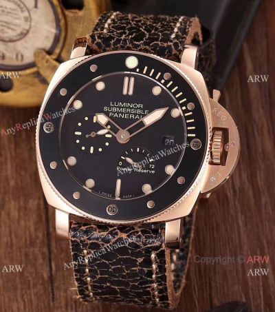 Newest 2017 Copy Panerai Submersible 3 Days Power Reserve 47mm Watch Black Dial